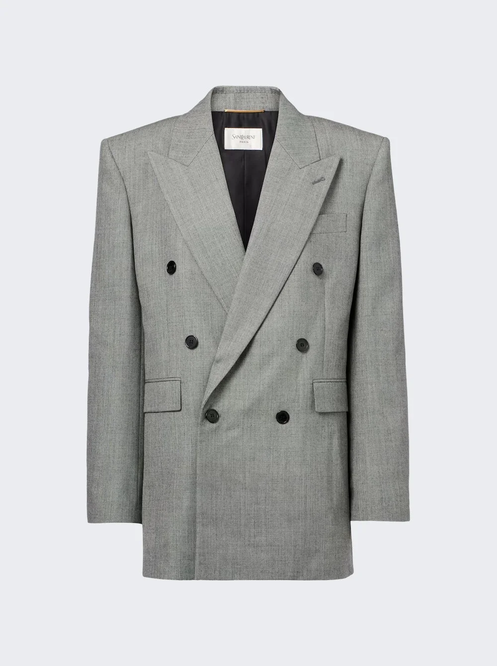 Double Breasted Cool Wool Jacket Light Grey - 1