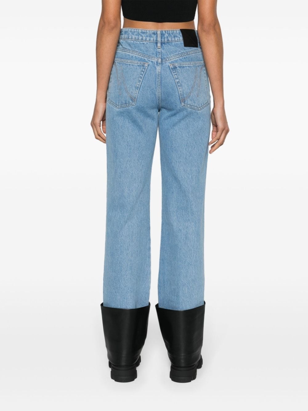 turn-up detailed straight-leg jeans - 4