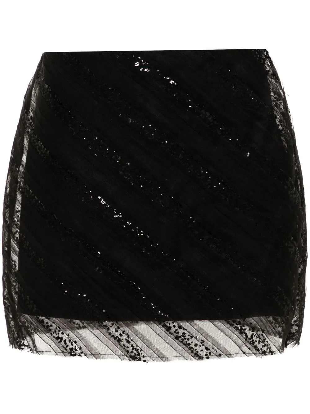 tulle-overlay mini skirt - 1