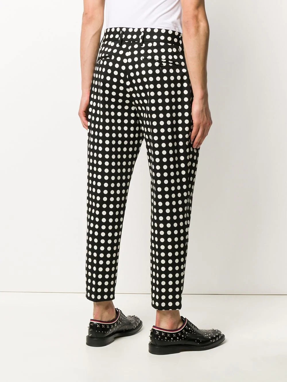 cropped polka dot-print trousers - 4