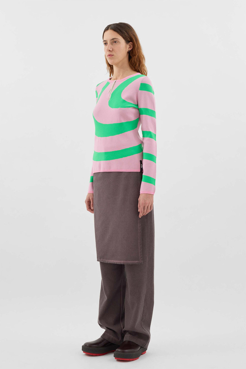 FITTED TOP W ZIP SPIRAL / pink & electric green 3