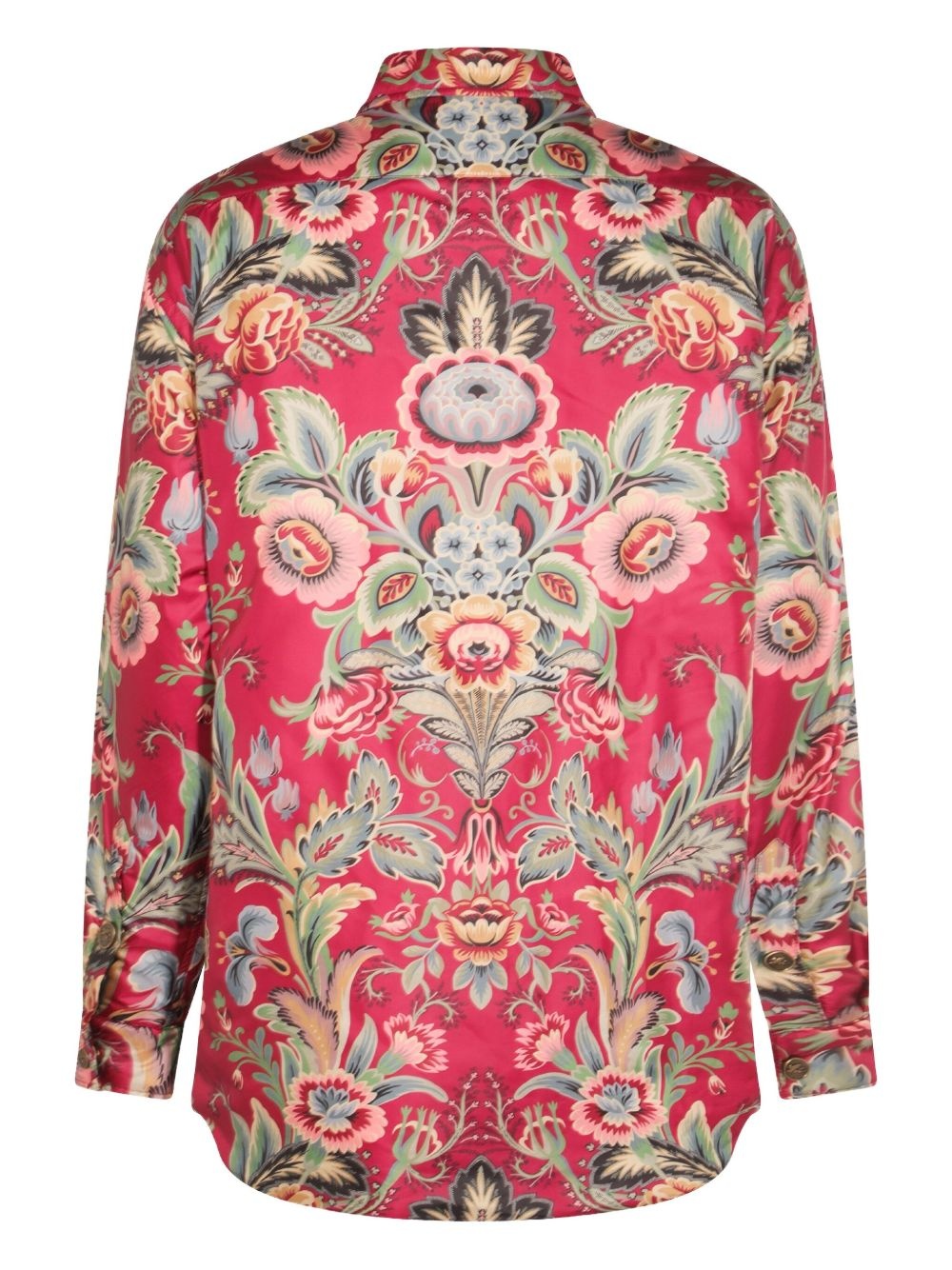 floral-print shirt coat - 2