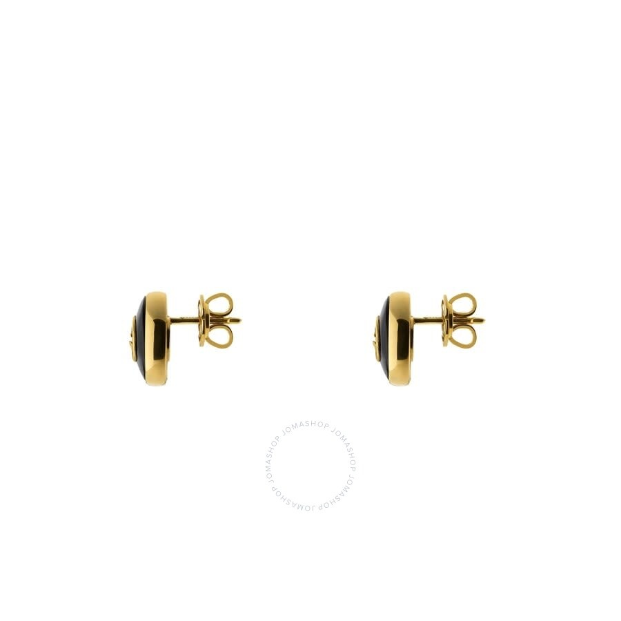 Gucci Interlocking 18Ct Yellow Gold Black Onyx Stud Earrings - Ybd786554001 - 2