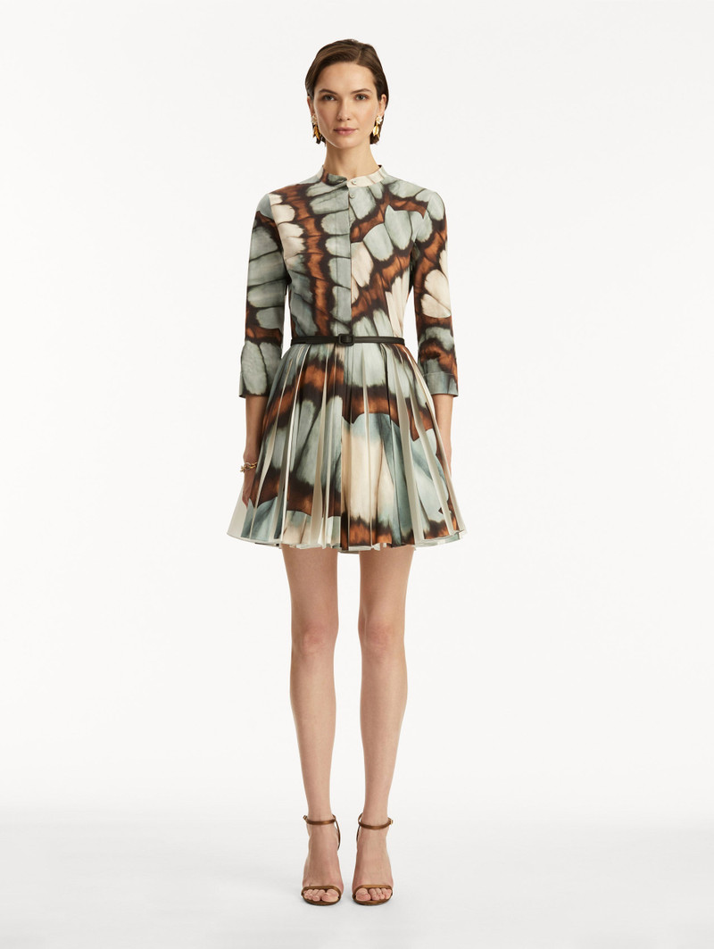 Oscar de la Renta ABSTRACT BUTTERFLY COTTON POPLIN MINI DRESS outlook