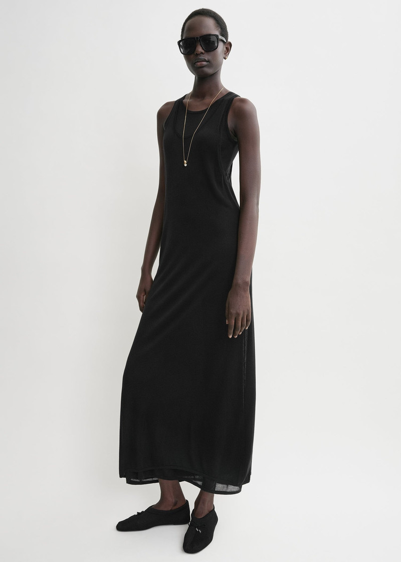 Layered knit tank dress black 3