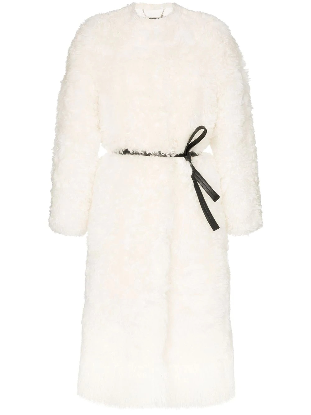 shearling belted coat - 1