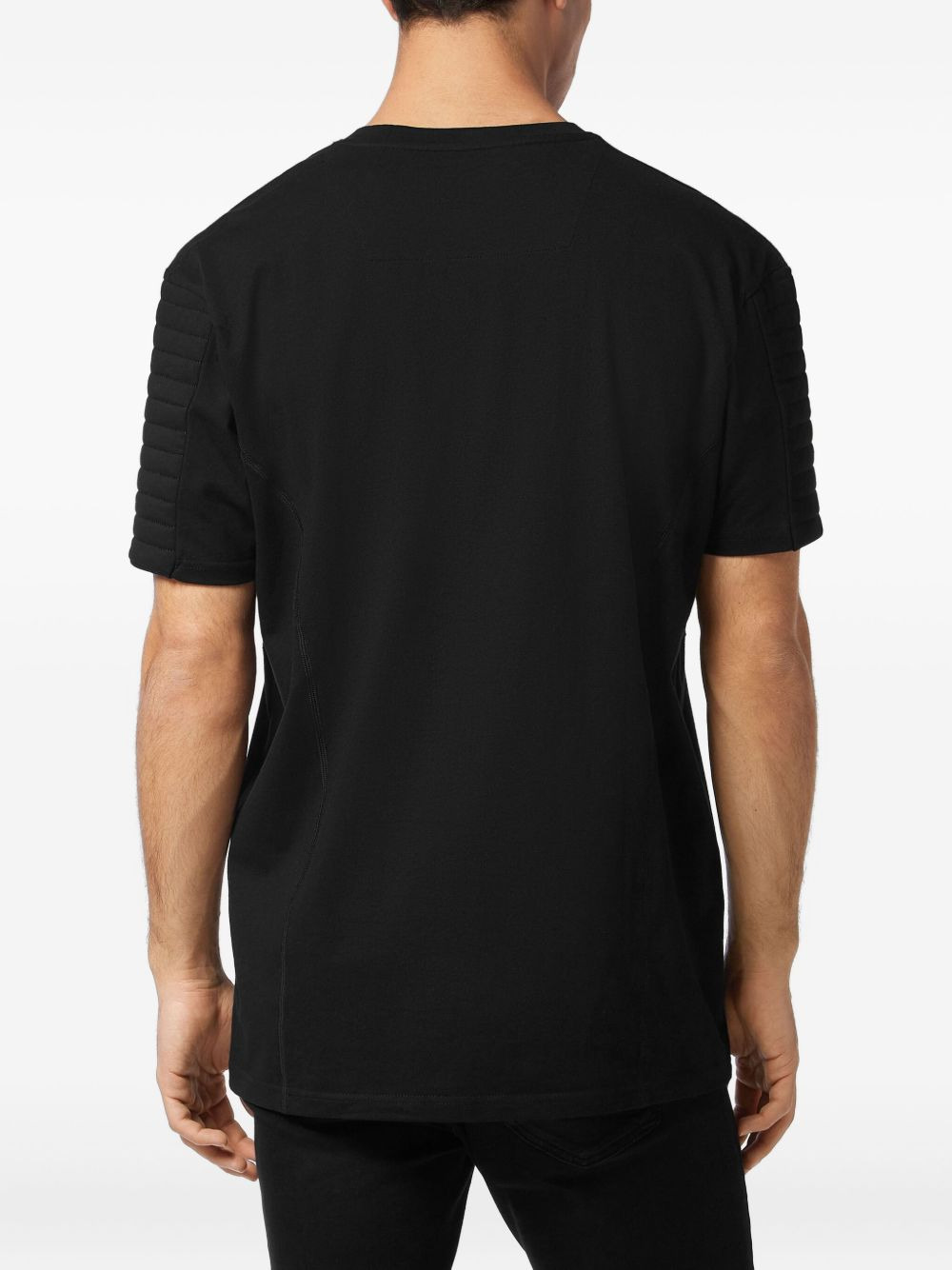 quilted-panel round-neck T-shirt - 3
