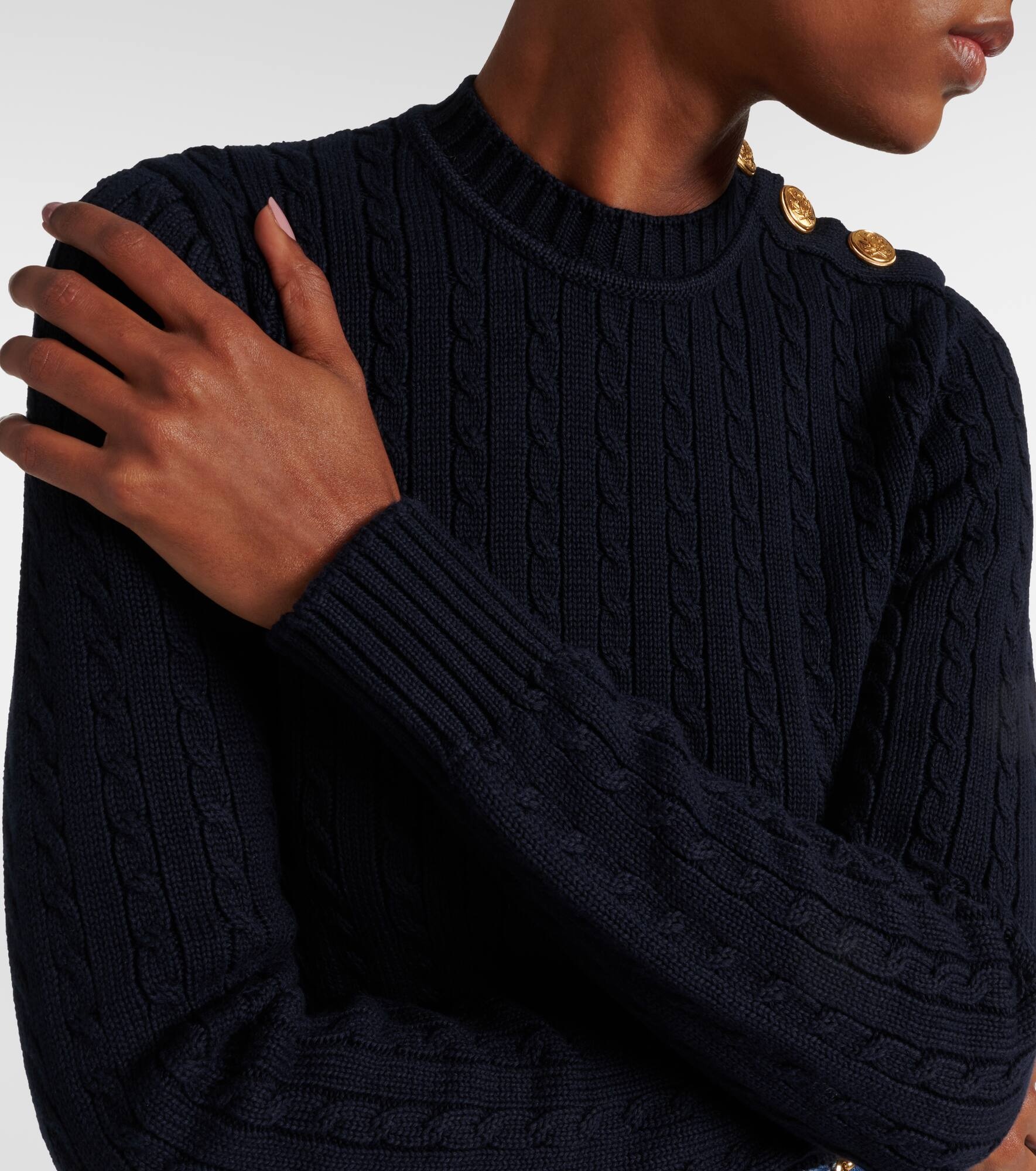 Cropped cable-knit cotton sweater - 4