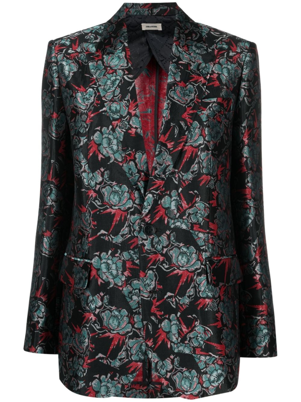 floral-jacquard single-breasted blazer - 1