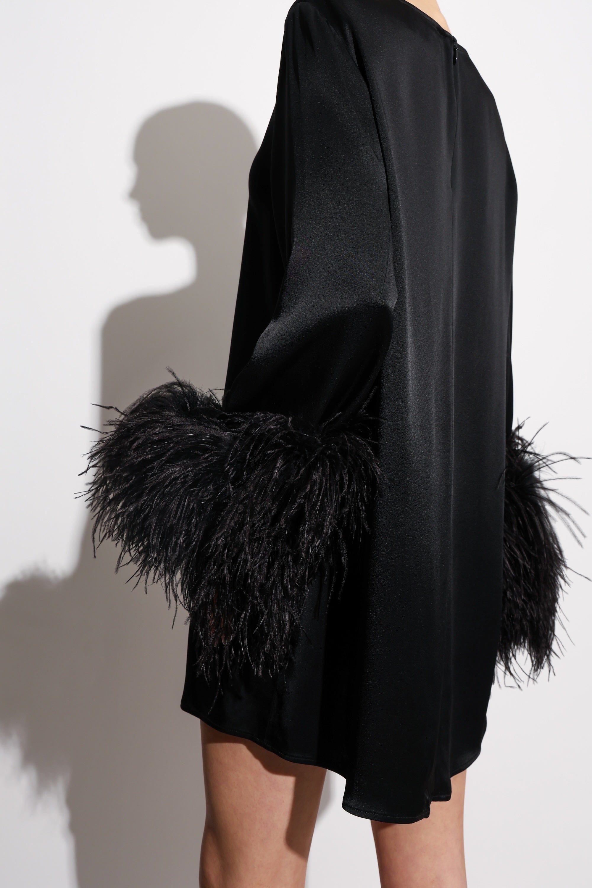 Satin Dress With Feathers - 4
