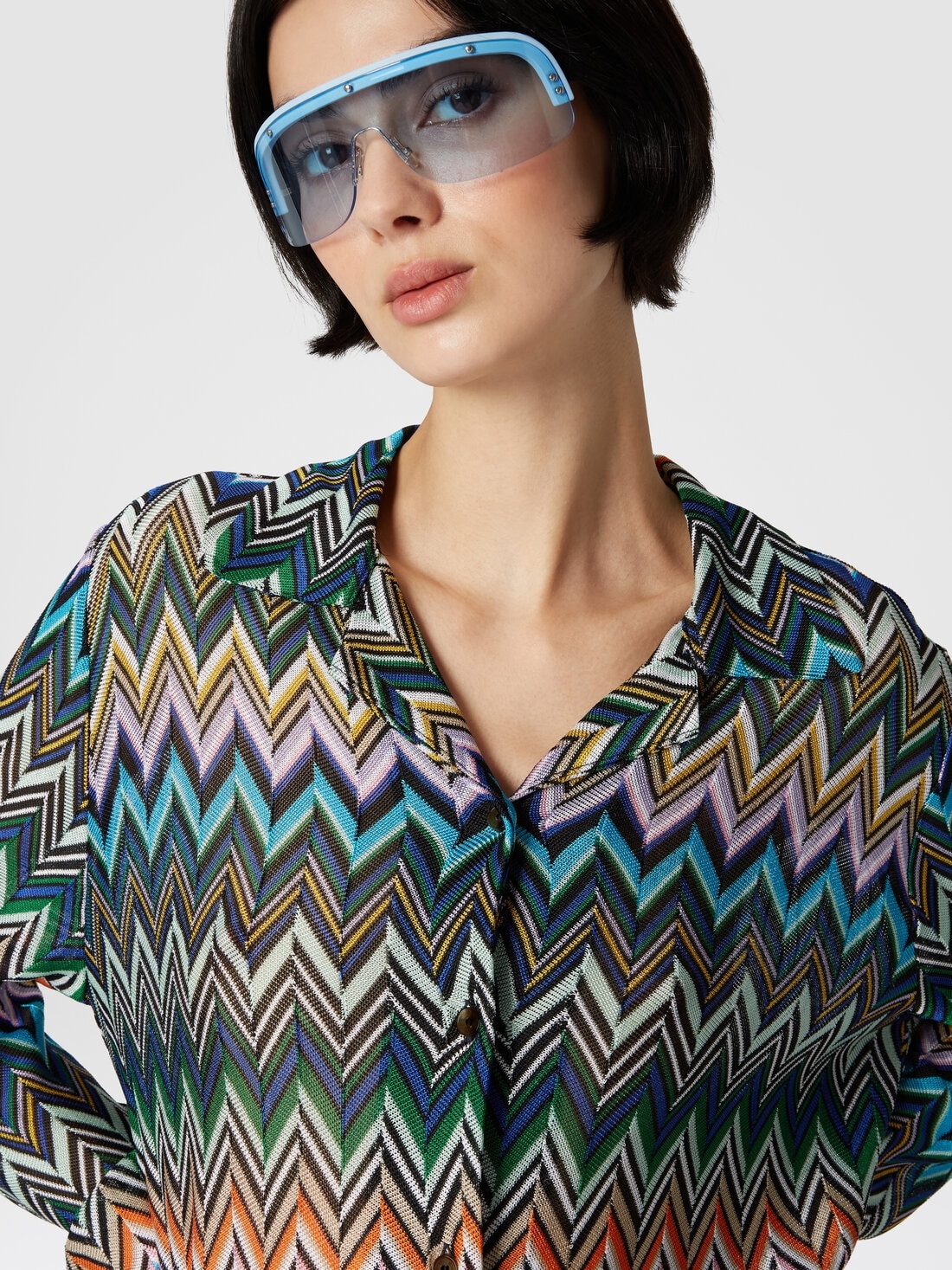 Bowling-cut shirt in zig zag viscose - 5