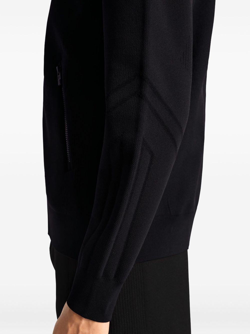 intarsia-panel ribbed bomber jacket - 5