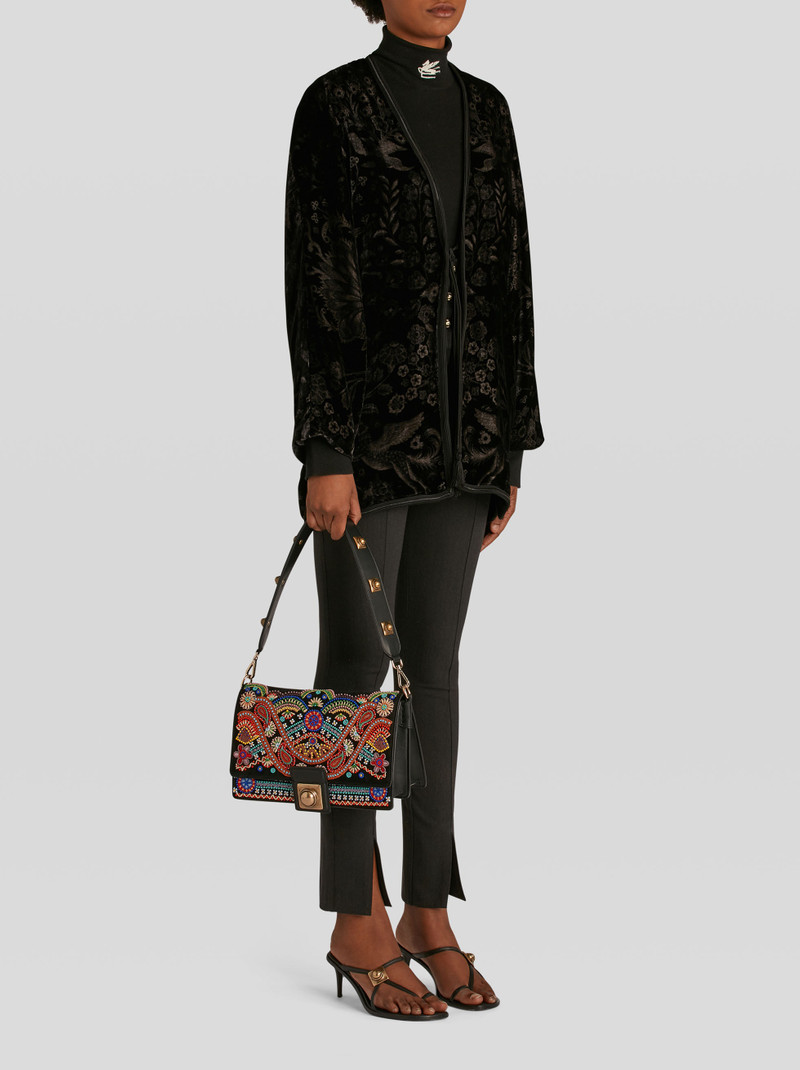 Etro CROWN ME EMBROIDERED SUEDE SHOULDER BAG outlook