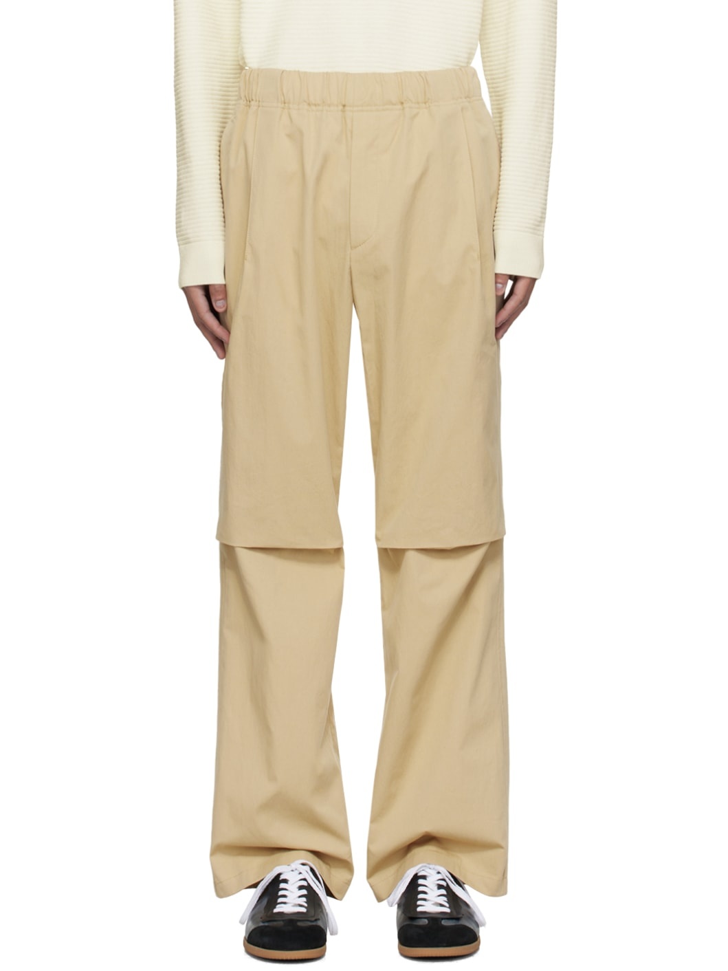 Beige Pleated Trousers - 1