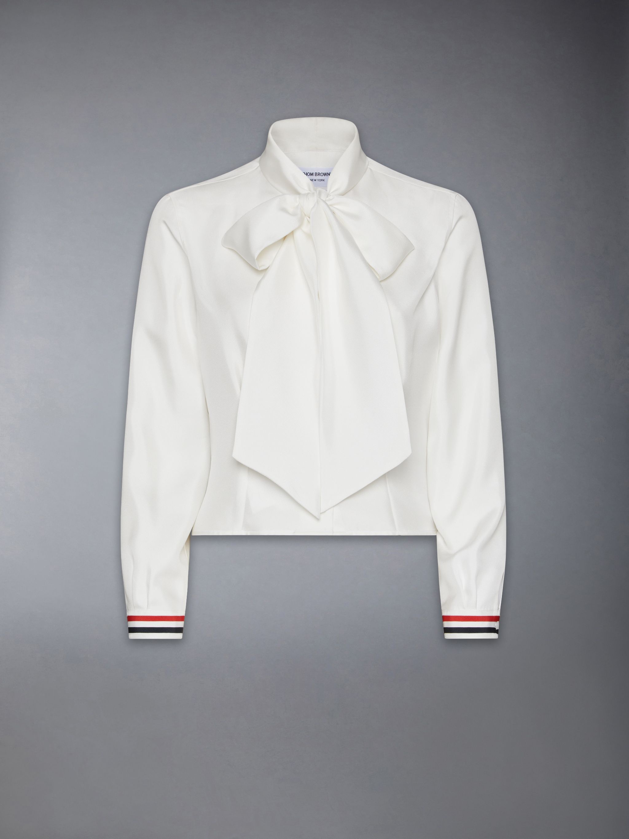 Silk Twill Bow Collar Blouse - 7