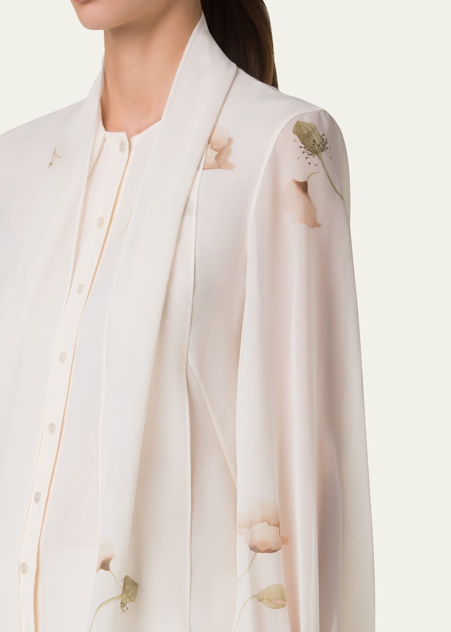 Floral-Print Georgette Scarf Blouse - 5