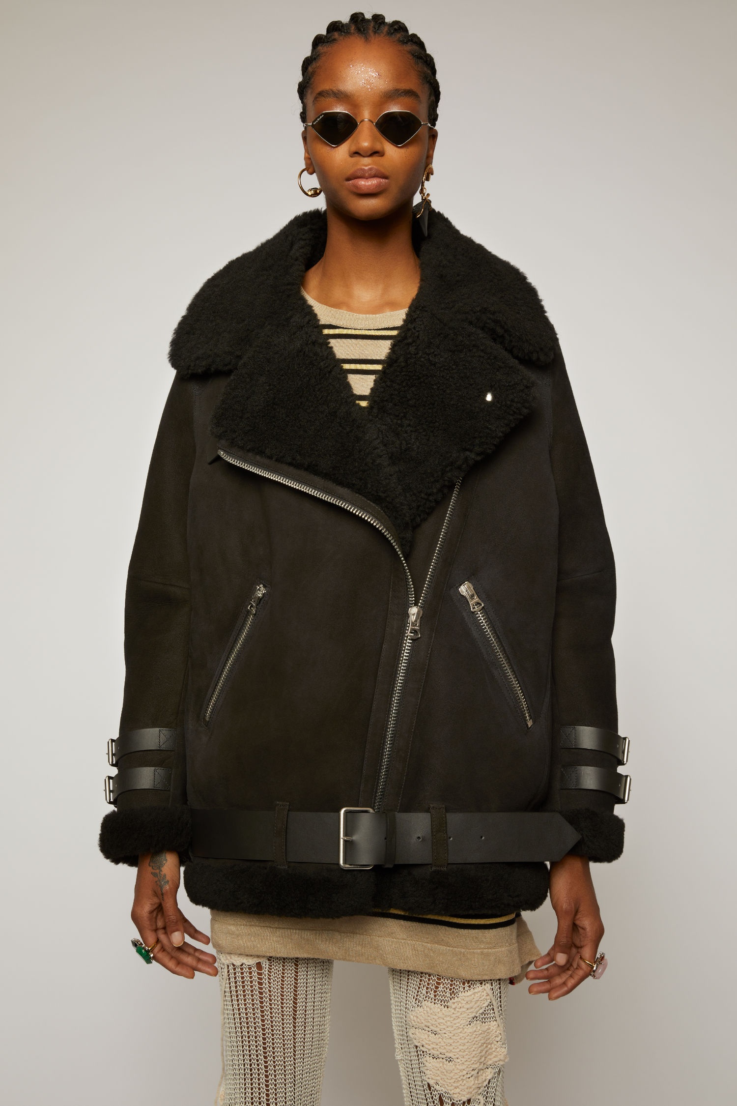 Shearling jacket black / black - 7