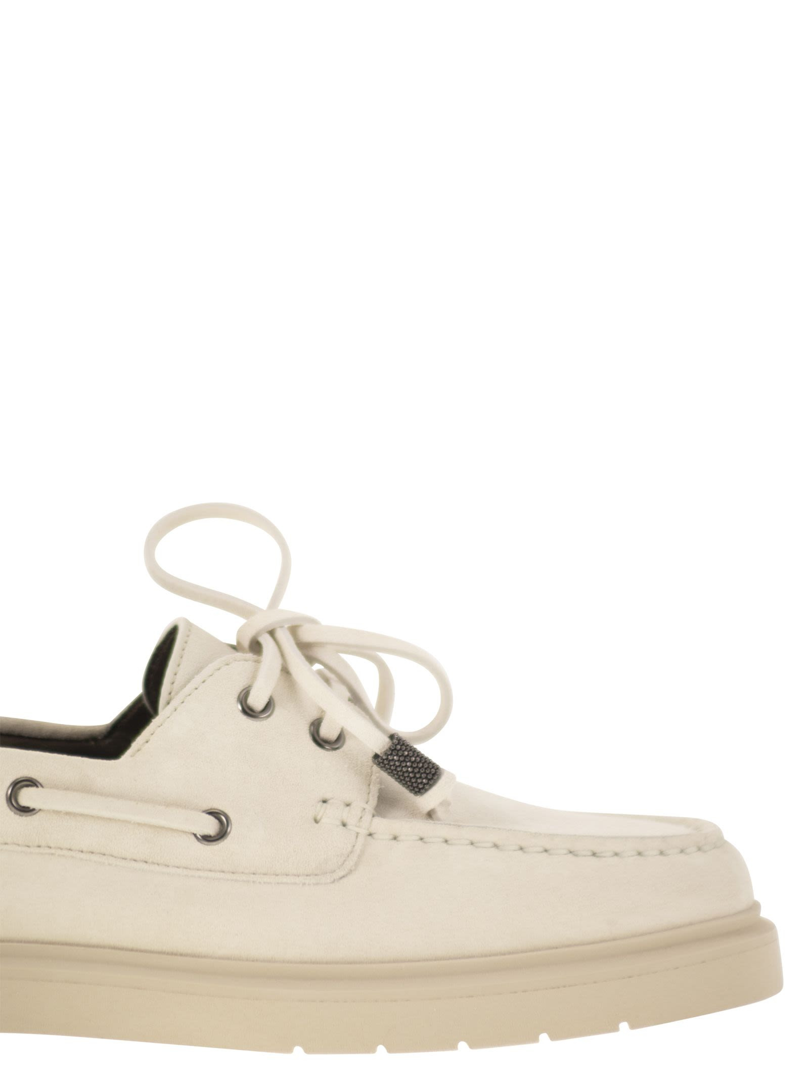 Brunello Cucinelli Women Penny Loafer Sail In Camoscio Con Shiny Aglets - 6