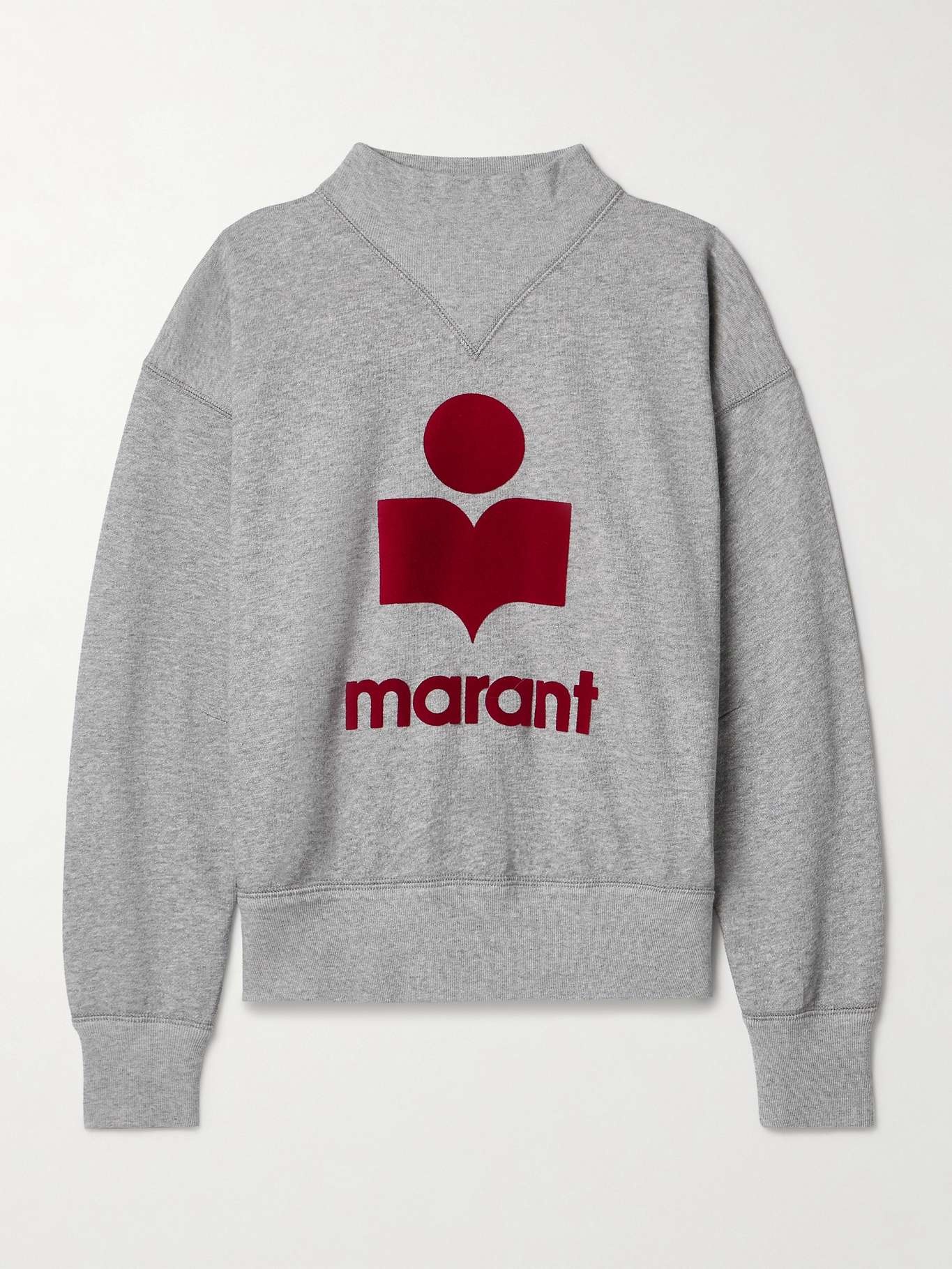 Moby flocked cotton-blend jersey sweatshirt Gray - 1