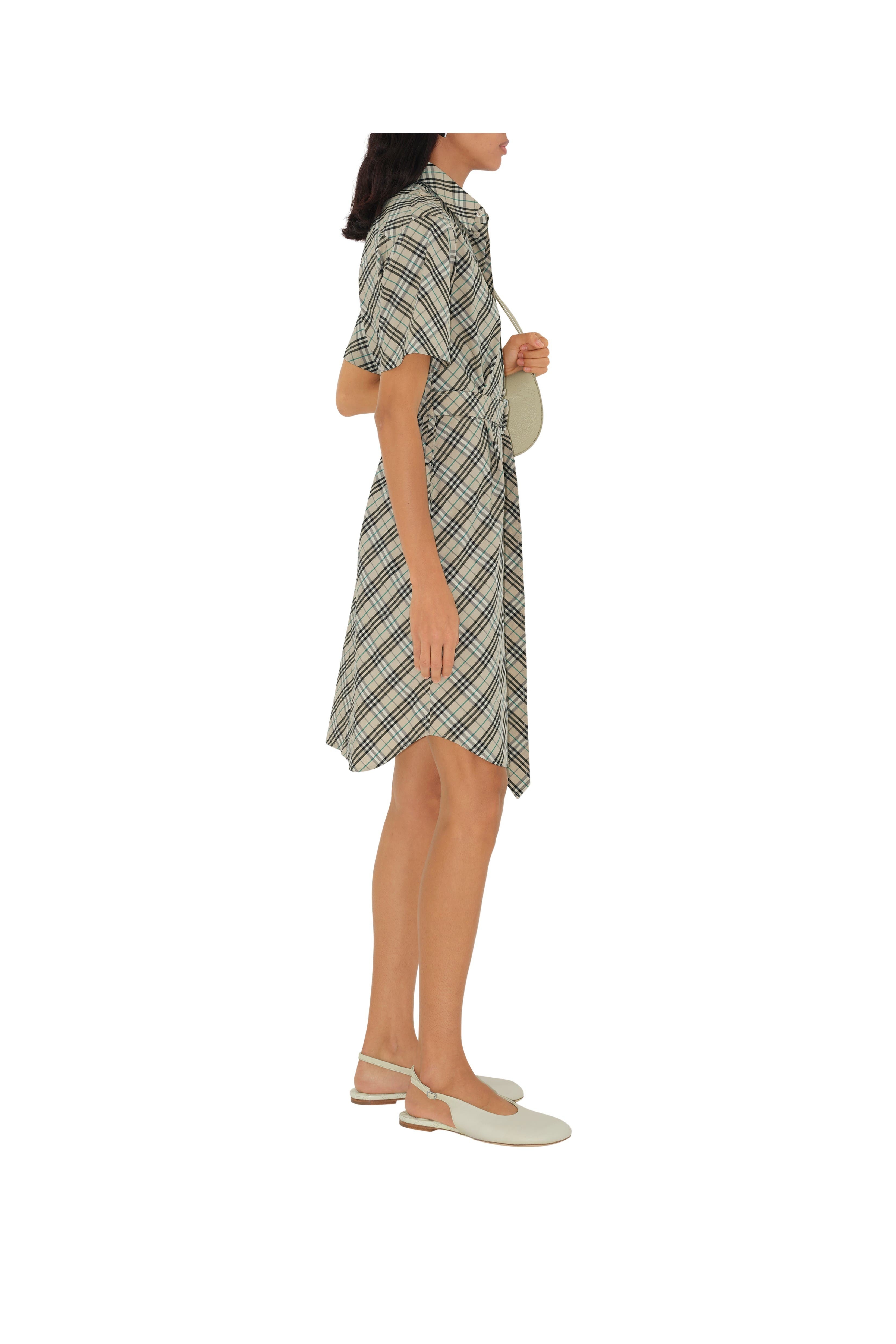 burberry Check Cotton Shirt Dress in Husk at Nordstrom - 3