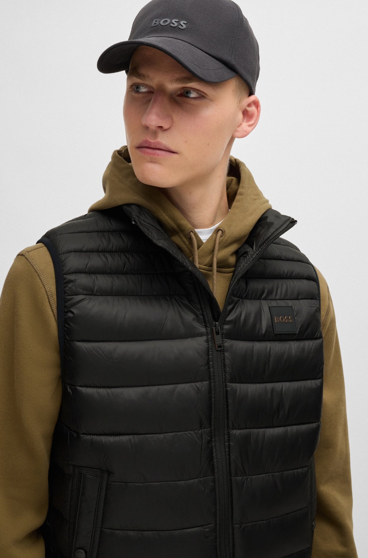 WATER-REPELLENT SLIM-FIT GILET WITH LOGO PATCH - 5