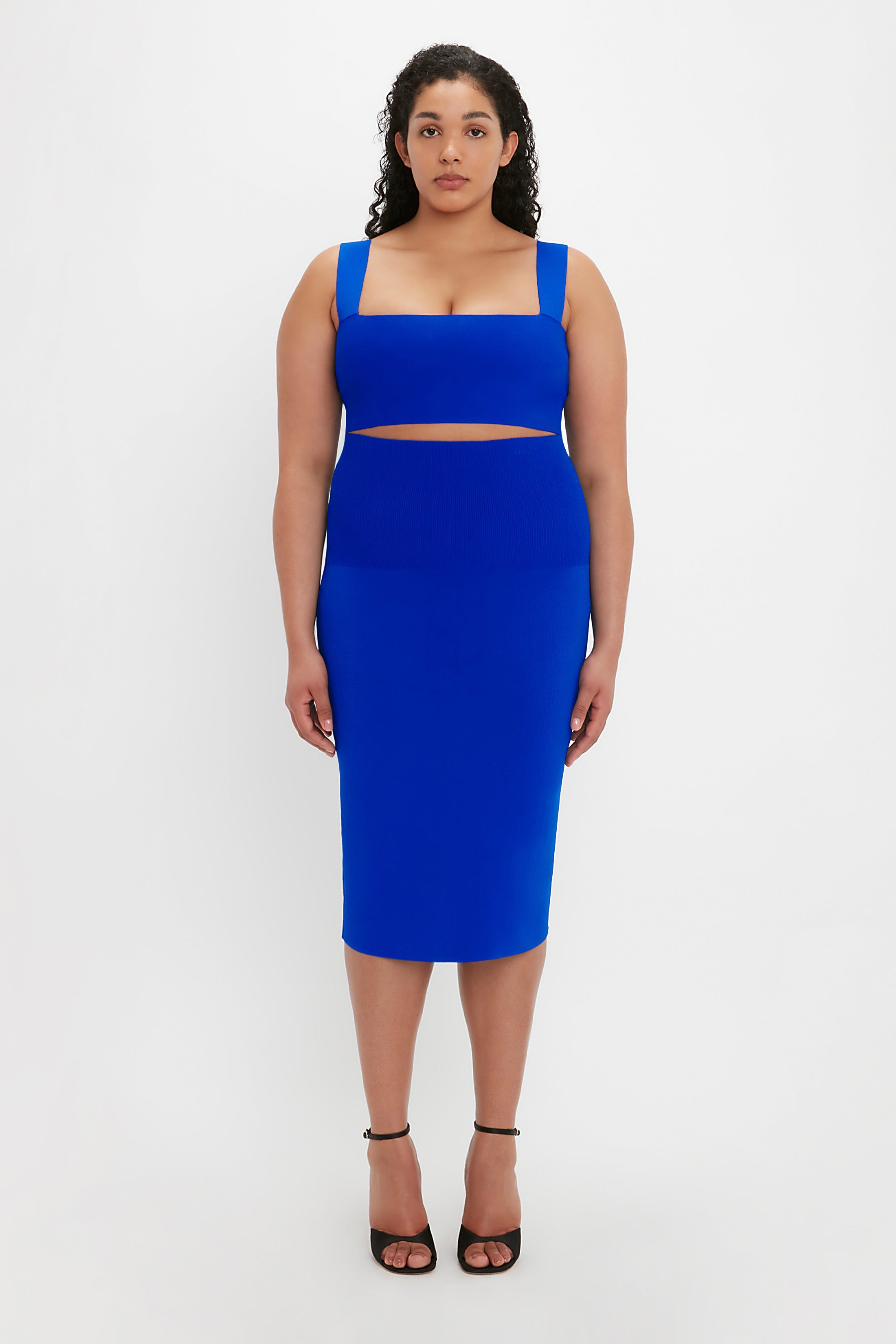 VB Body Fitted Midi Skirt In Cobalt - 5
