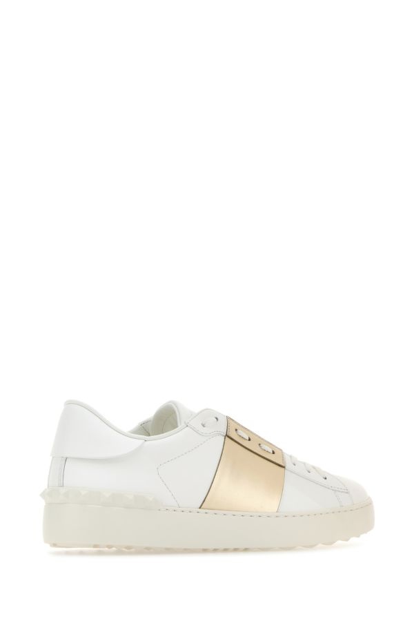 Leather sneakers with gold band - 3