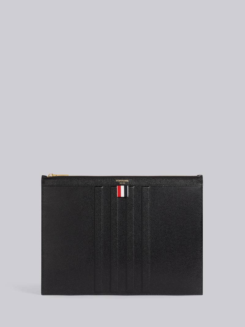 Black Pebble Grain Leather Debossed 4-Bar Medium Document Holder 1
