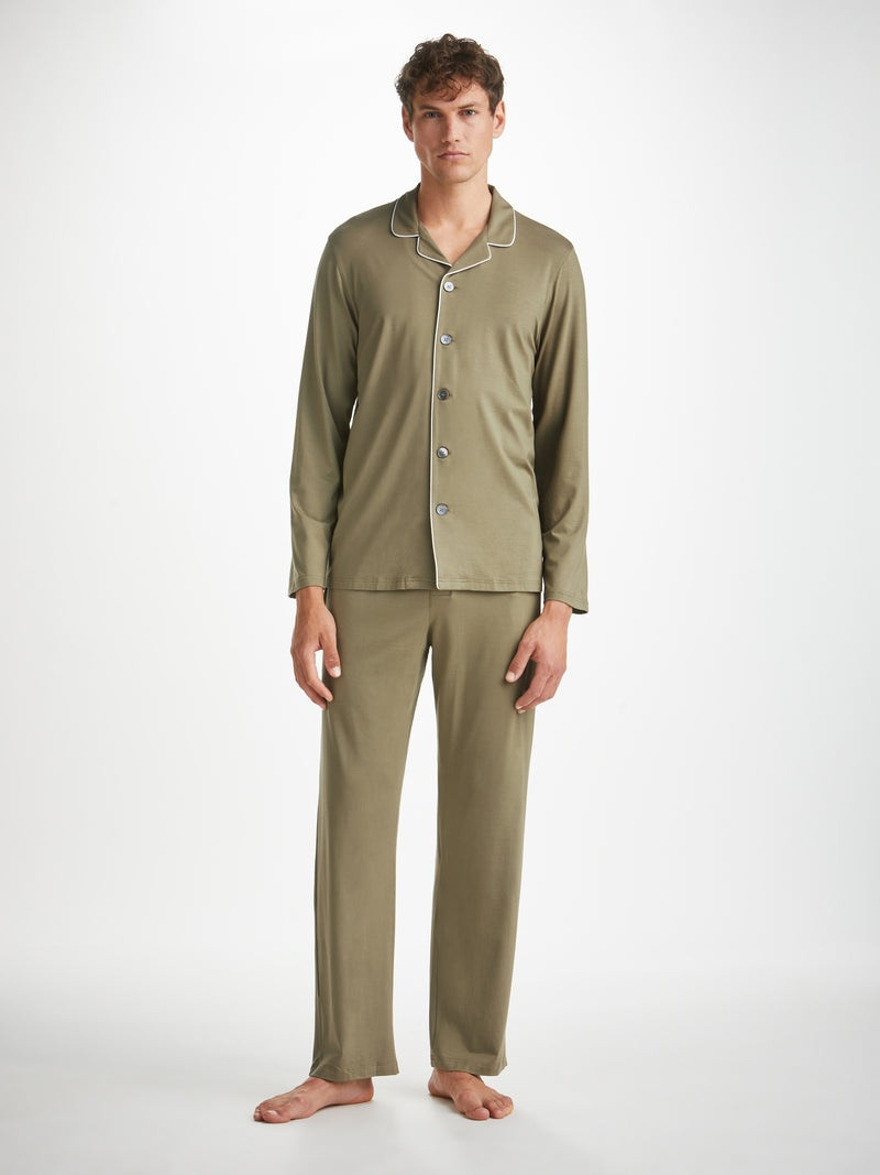 Derek Rose Men's Pajamas Basel Micro Modal Stretch Khaki outlook