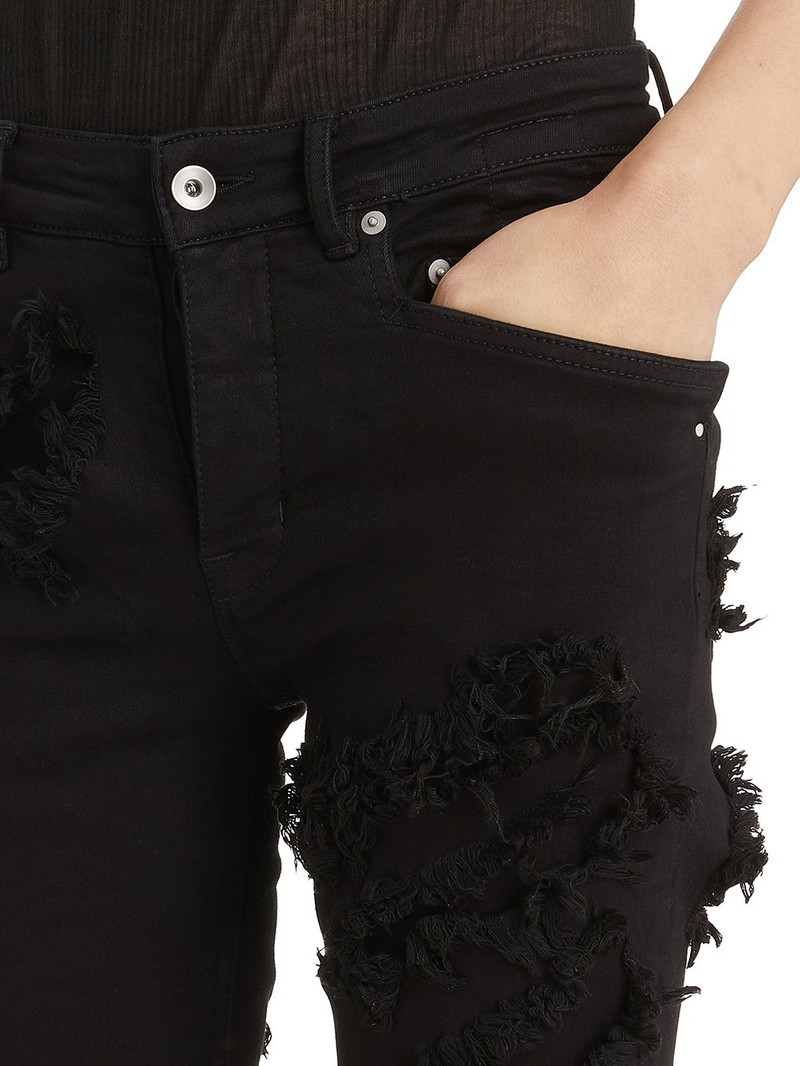 RICK OWENS DRKSHDW Distressed Skinny Jeans Black 6