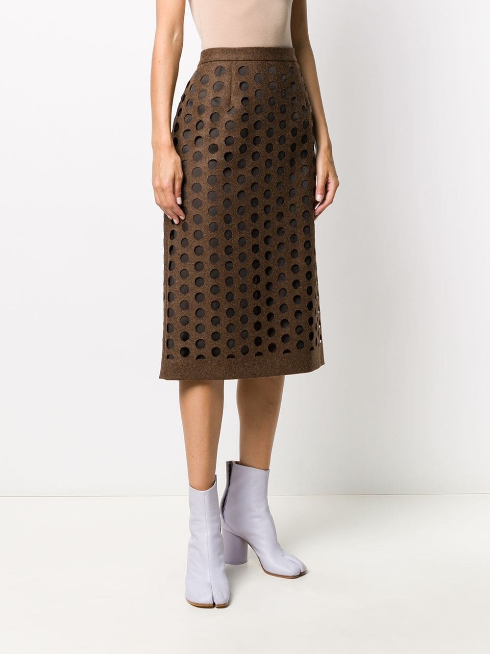 laser-cut midi skirt - 3