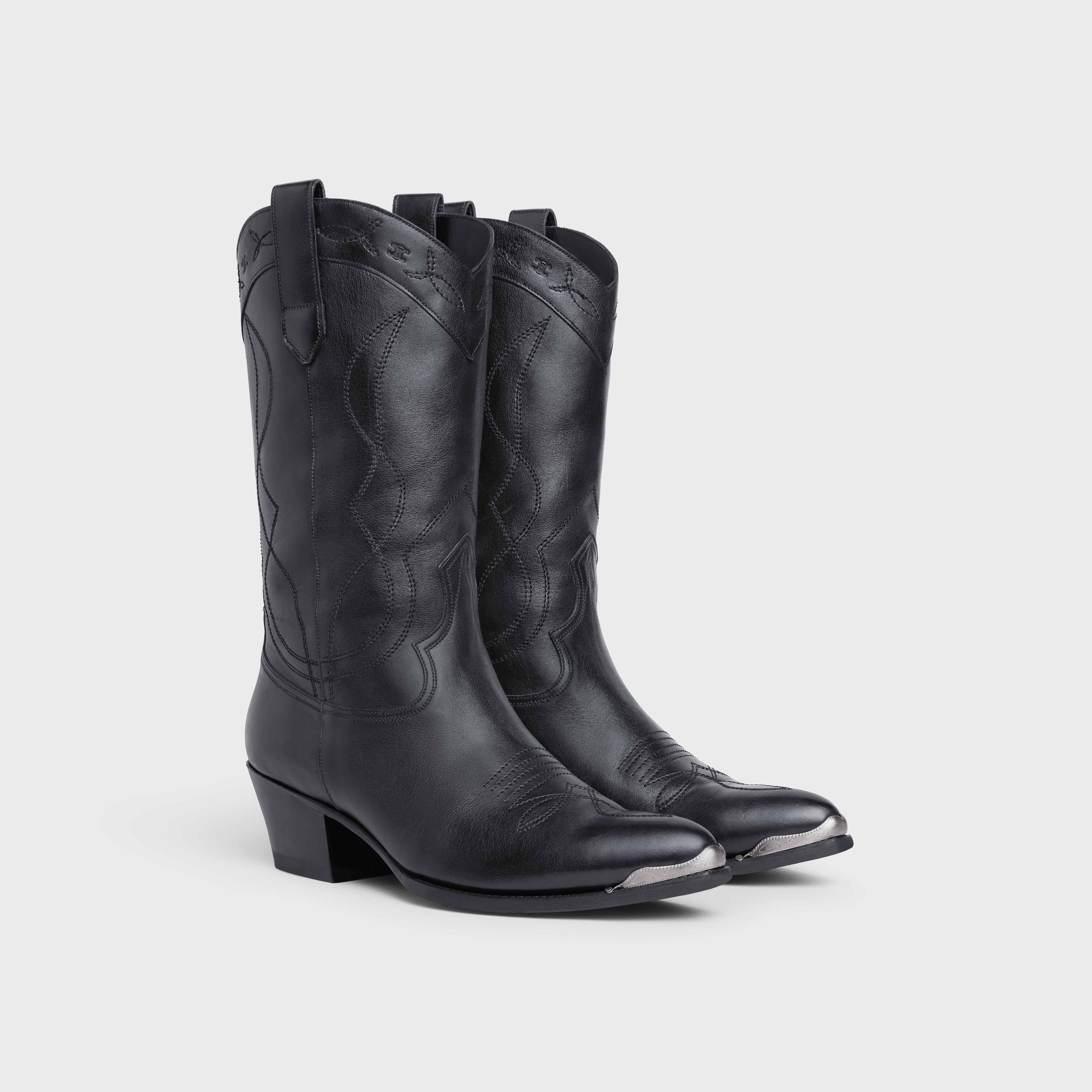 CELINE HIGH WESTERN BOOTS WITH METAL TOE in Calfskin - 2