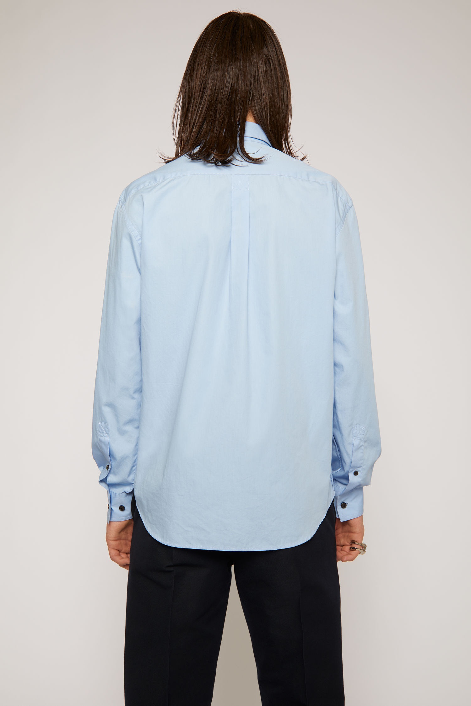 Cotton poplin shirt pale blue - 3