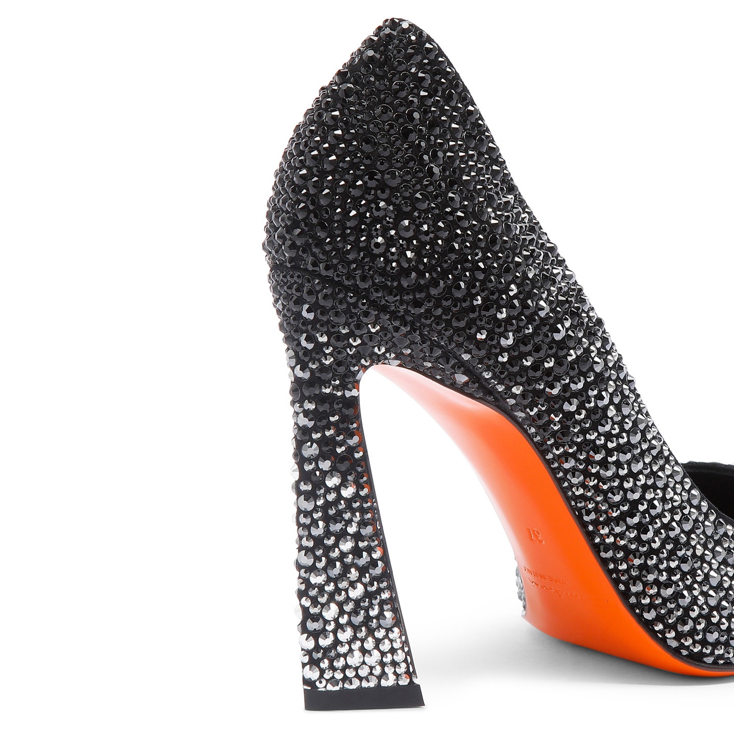 Women's black suede and strass high-heel Santoni Sibille pump - 5
