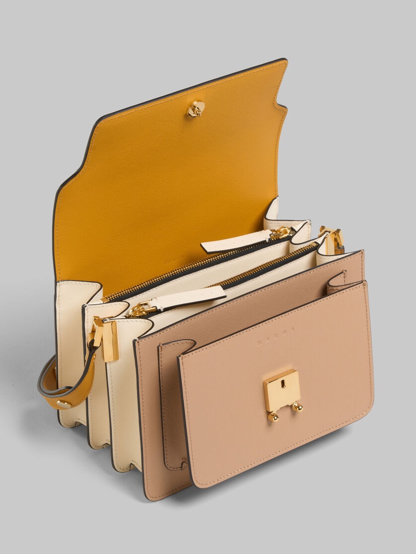 ORANGE BEIGE AND WHITE SAFFIANO LEATHER TRUNK BAG - 4