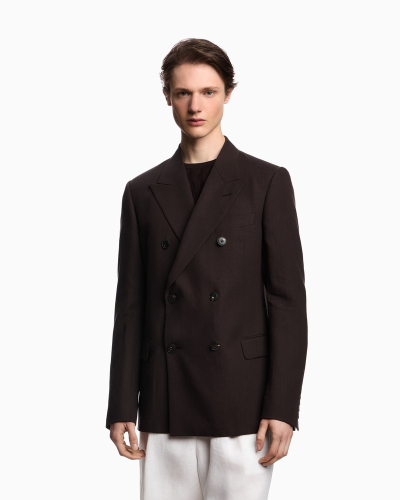 EMPORIO ARMANI DOUBLE-BREASTED BLAZER IN PURE LINEN outlook
