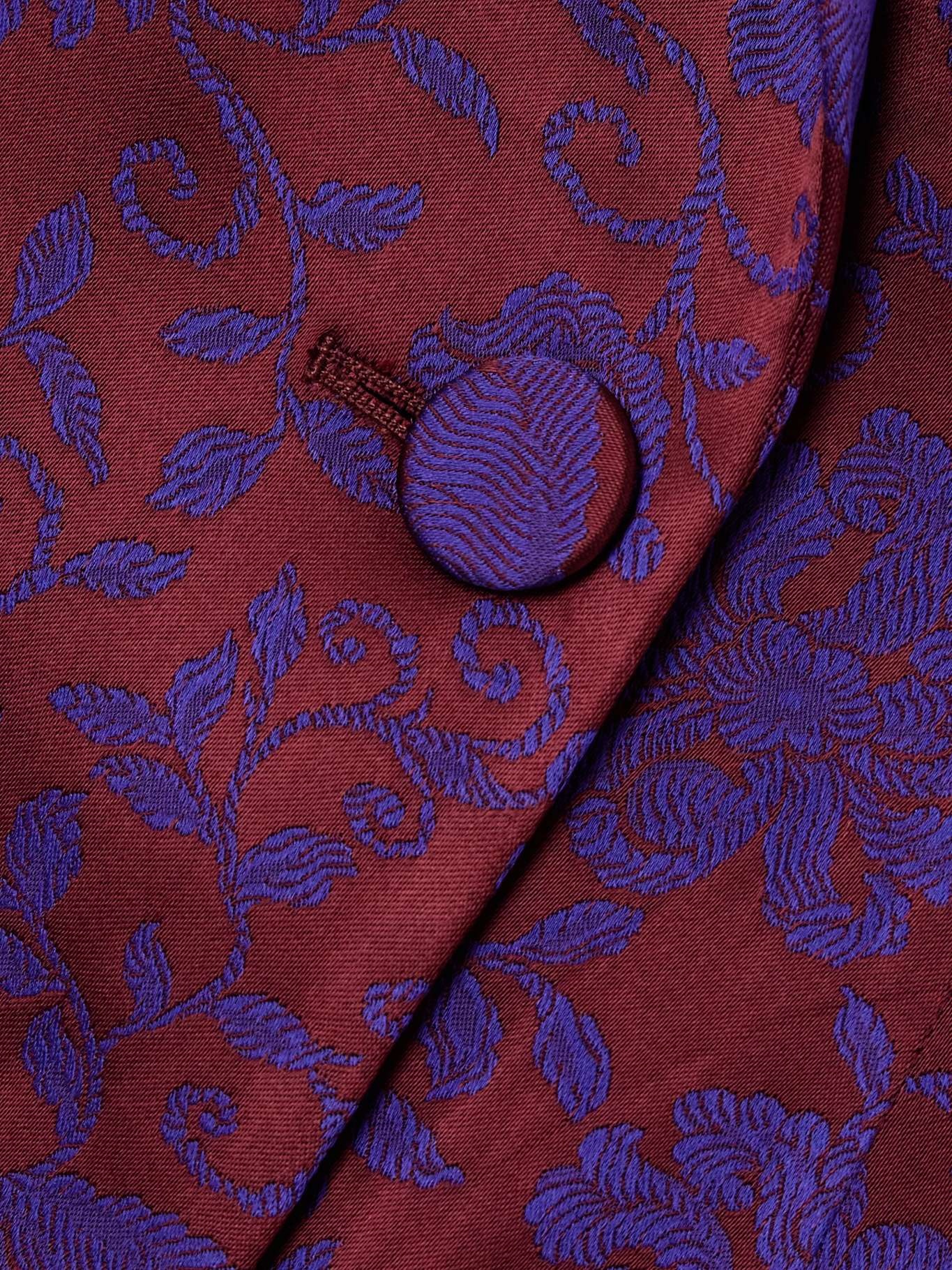Double-breasted floral-jacquard twill blazer Purple - 4