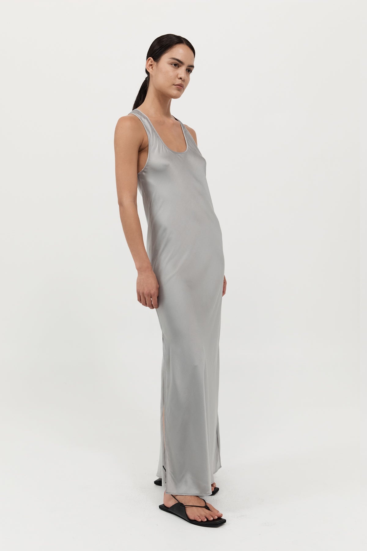 Bias Tank Dress - Silver - 3