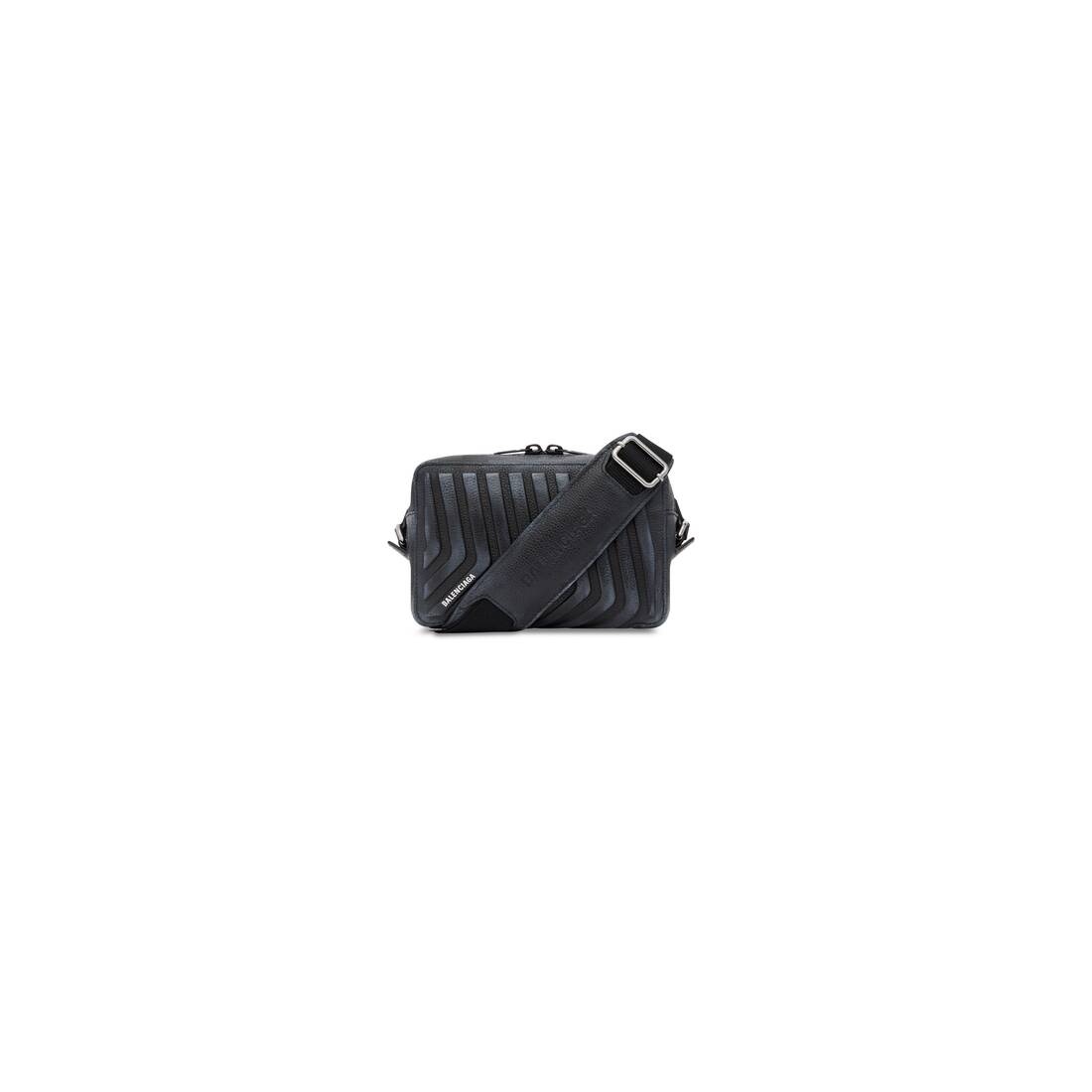 Men's Car Flap Bag With Strap in Black