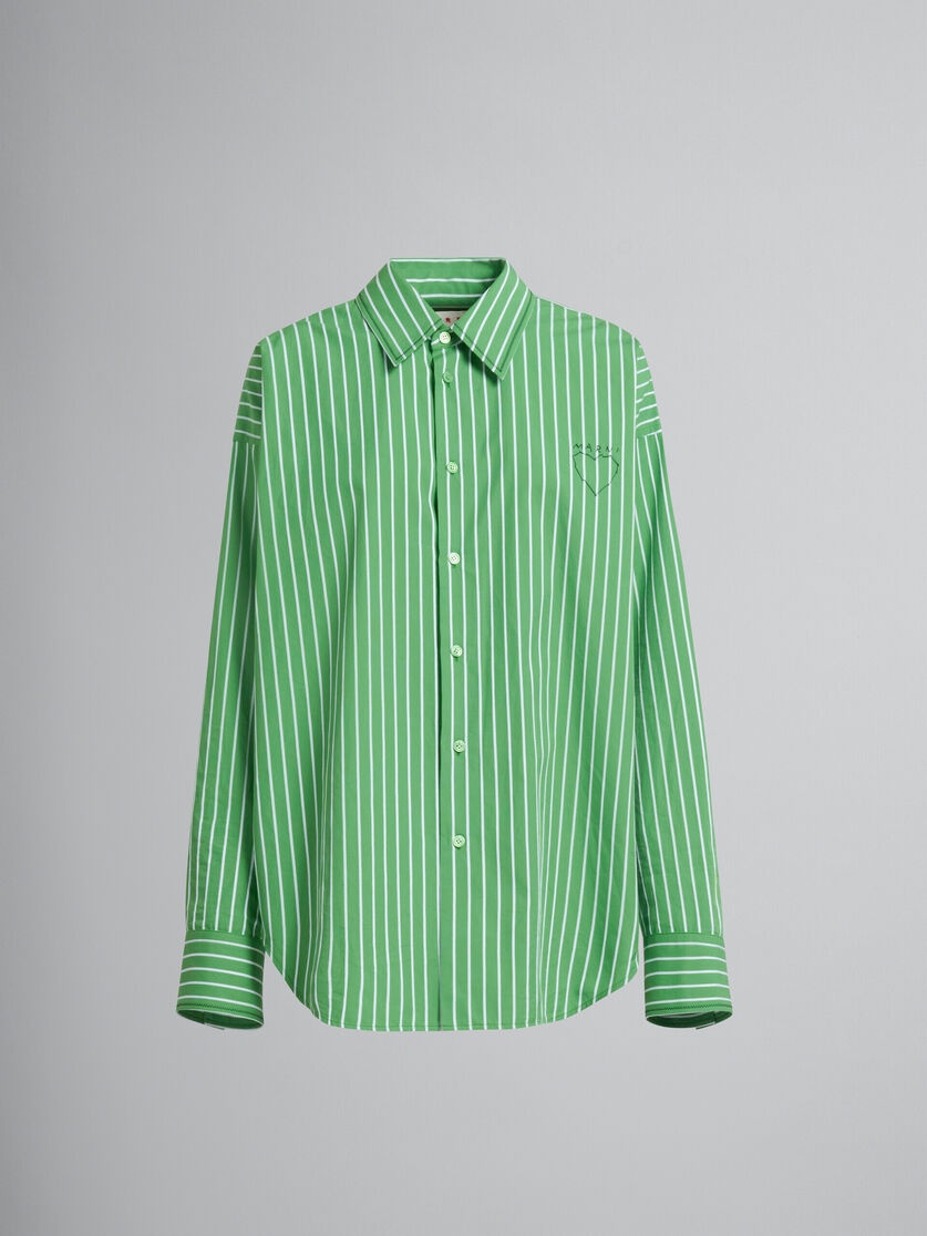 GREEN STRIPED ORGANIC POPLIN SHIRT WITH MARNI MENDING - 2