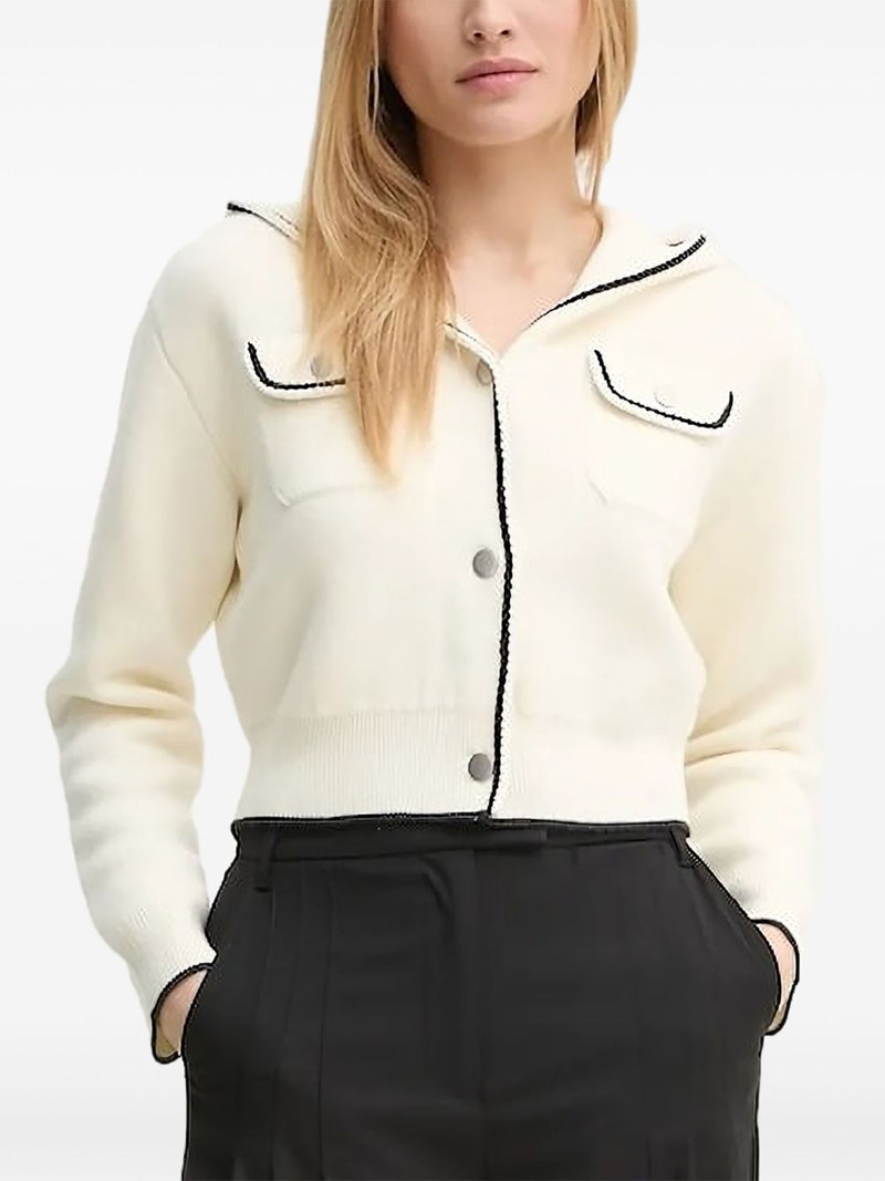 piped-trim cardigan 1