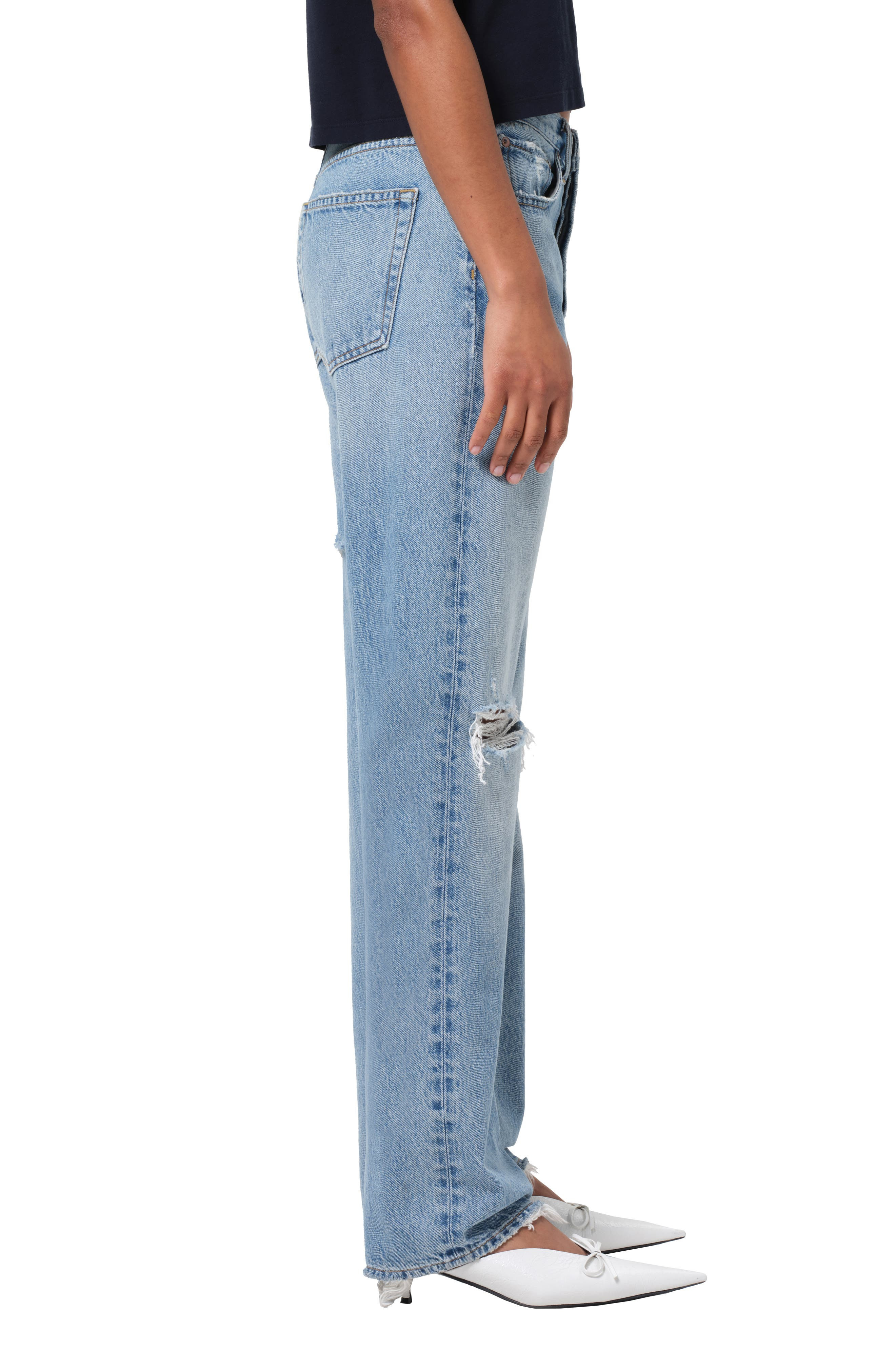 AGOLDE Amryn Double Layer Ripped Straight Leg Jeans in Release at Nordstrom - 3