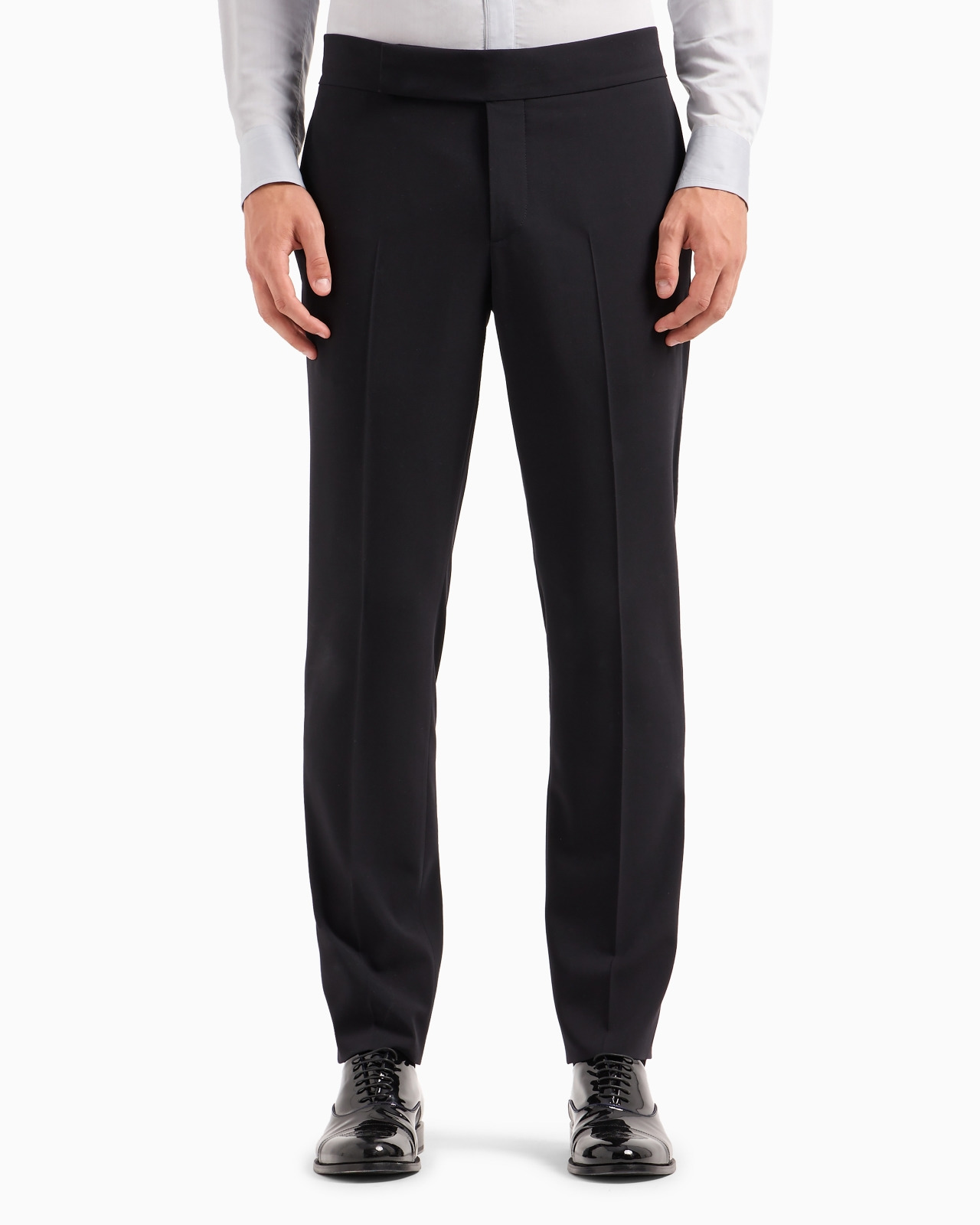 Wool crêpe flat-front trousers - 4