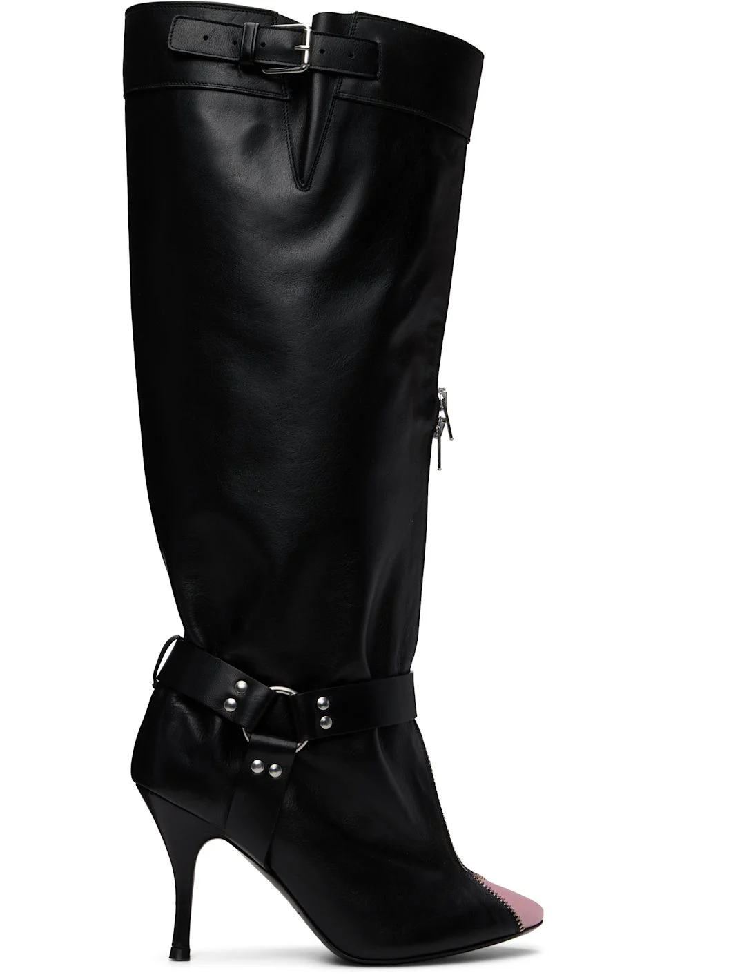 Black Unzipped Tall Boots - 1