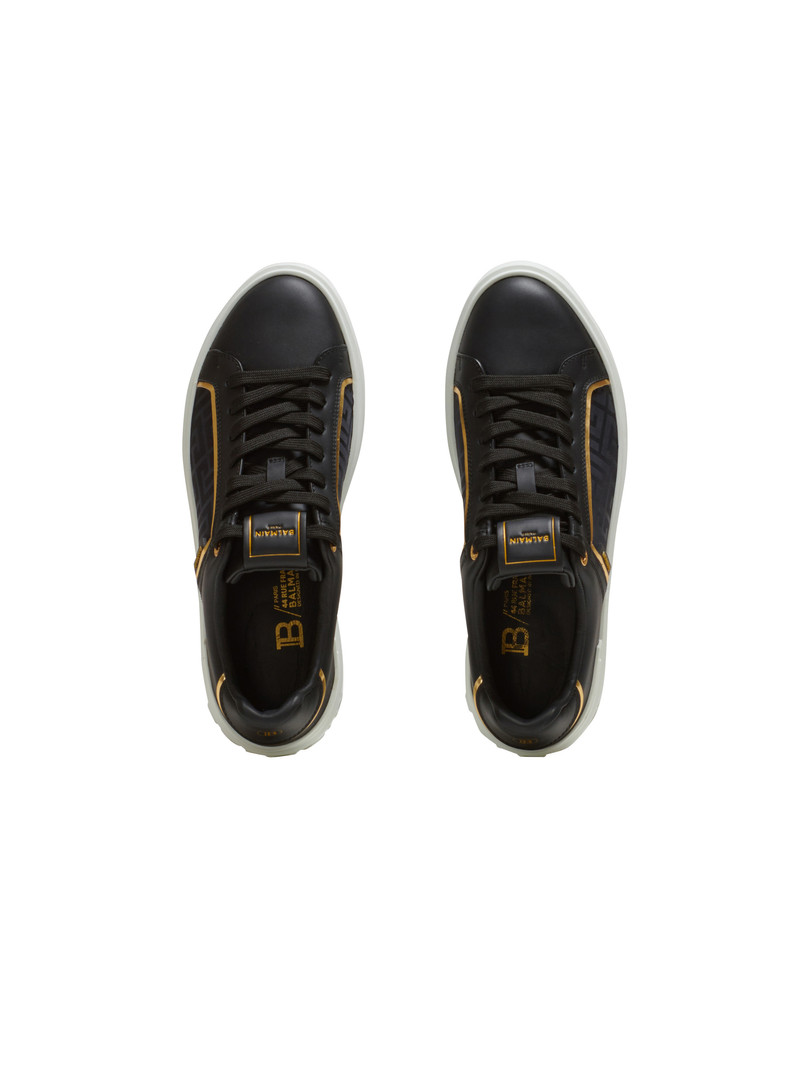B-Court monogrammed nylon and leather trainers 3