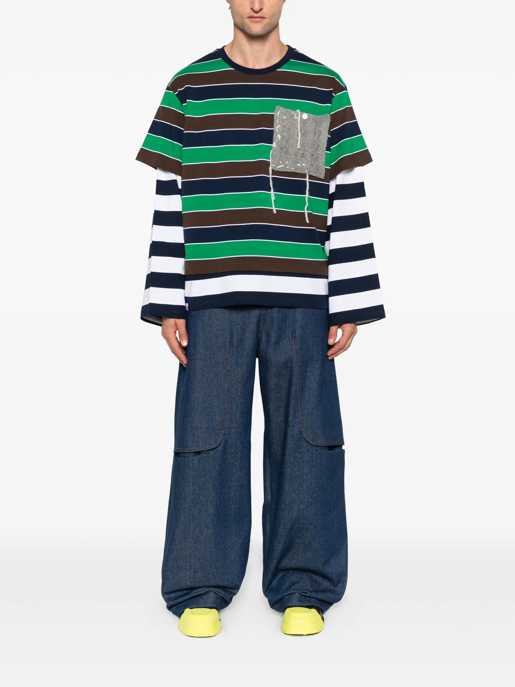 Charles Jeffrey Loverboy Striped Knitted-patch T-shirt - 3