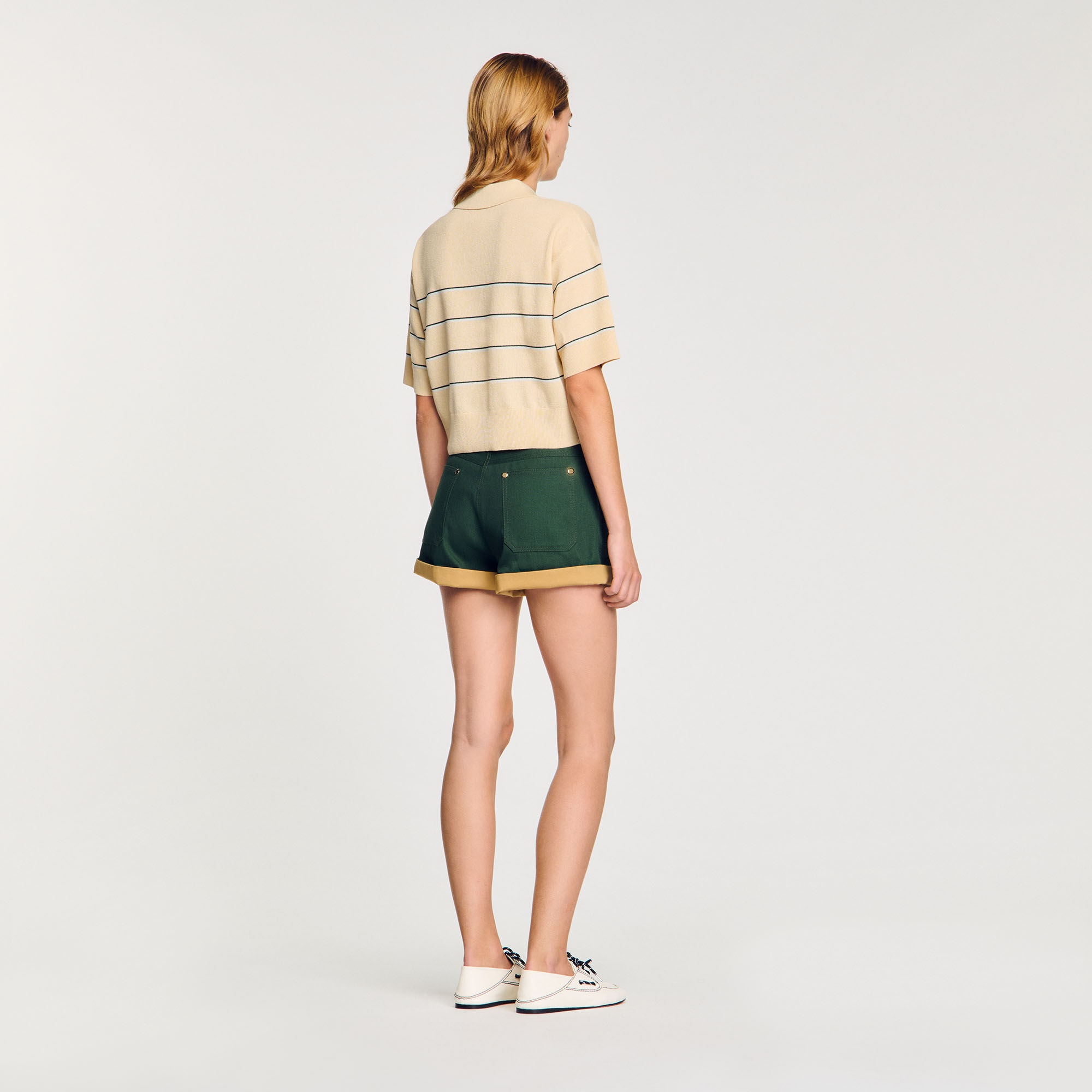 CROPPED STRIPED KNITTED SWEATER - 5