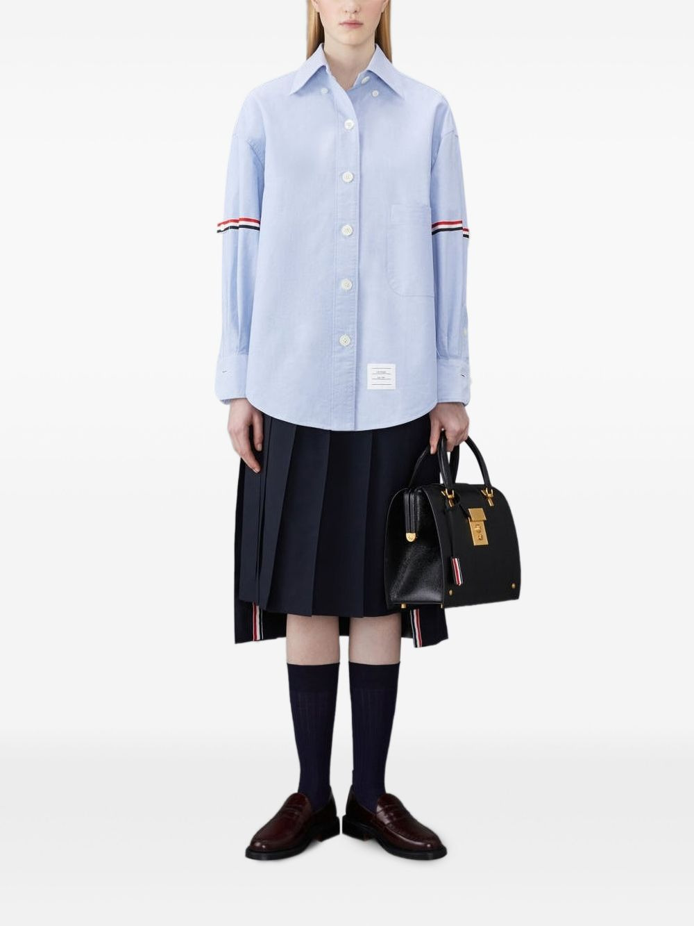 grosgrain-trimmed spread-collar shirt - 3