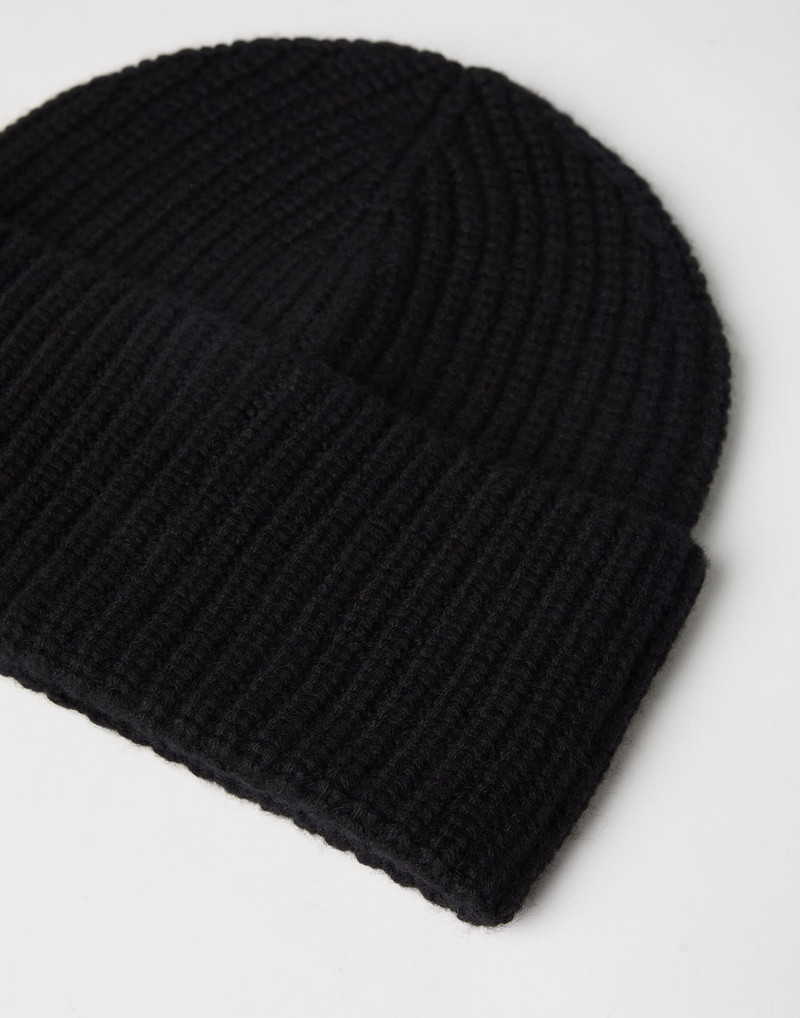 Brunello Cucinelli Cashmere English rib knit beanie outlook