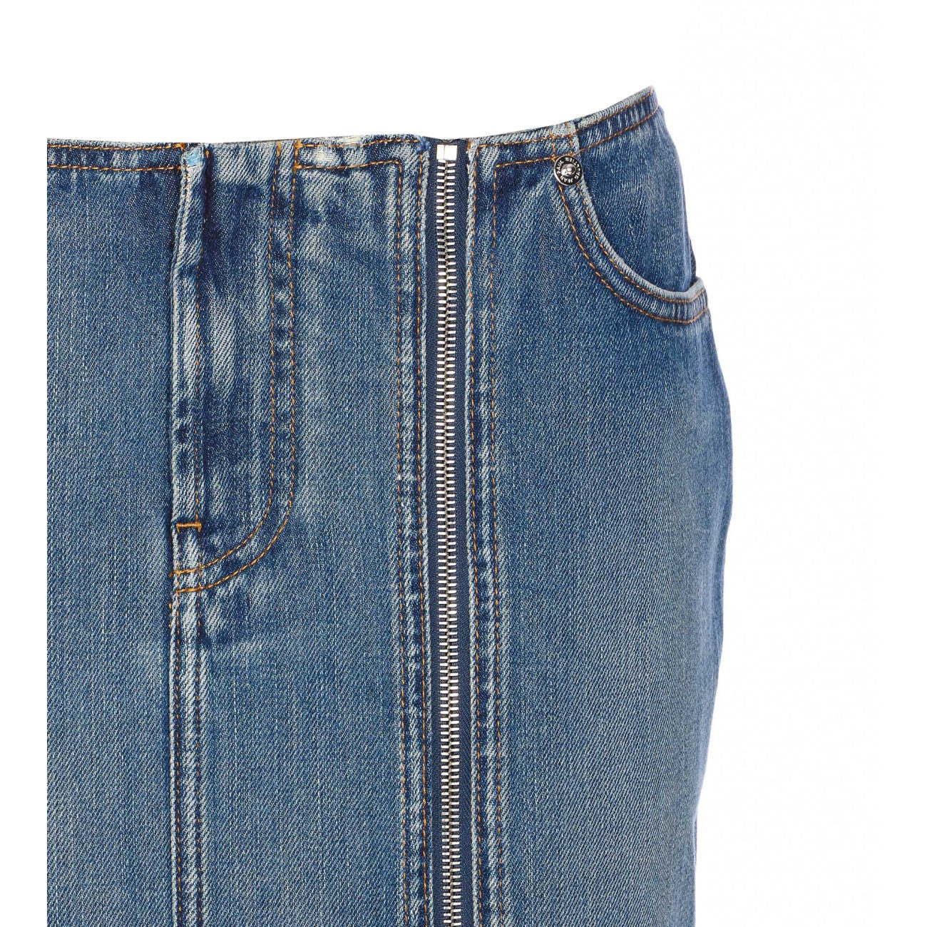 Jean Paul Gaultier Women Mini Denim Front Zipped Skirt - 4